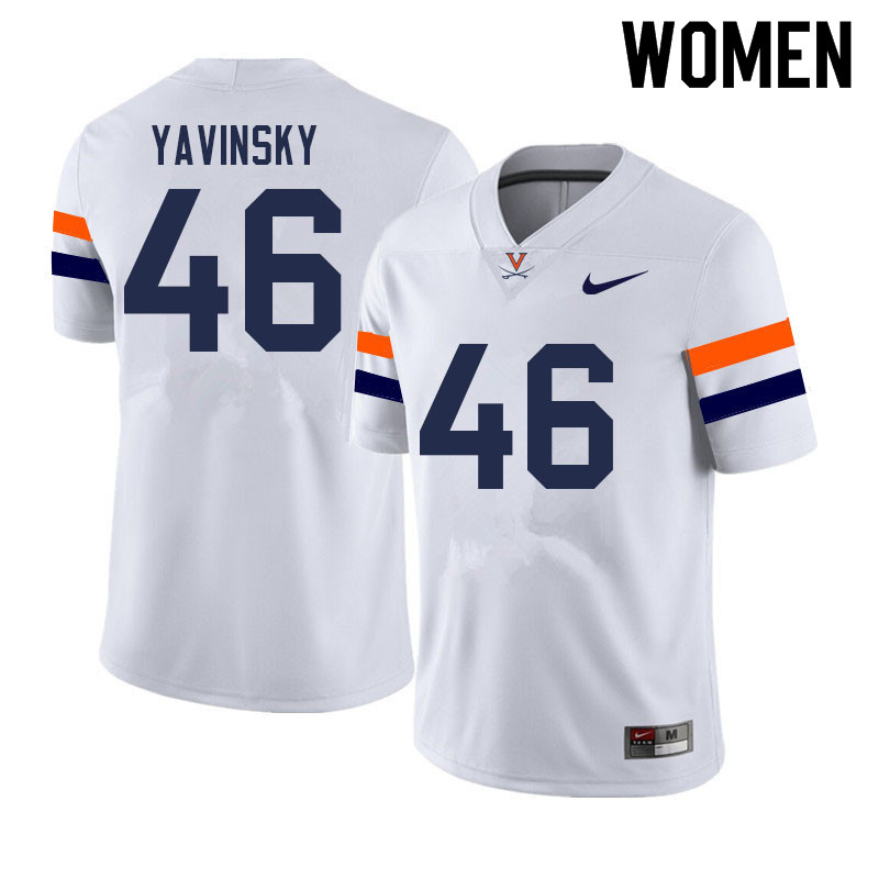 Women #46 Andrew Yavinsky Virginia Cavaliers College Football Jerseys Sale-White - Click Image to Close